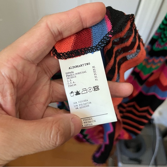 ALDOMARTINS multicolor chevron zig zag viscose draped flutter v neck maxi dress - Picture 8 of 8